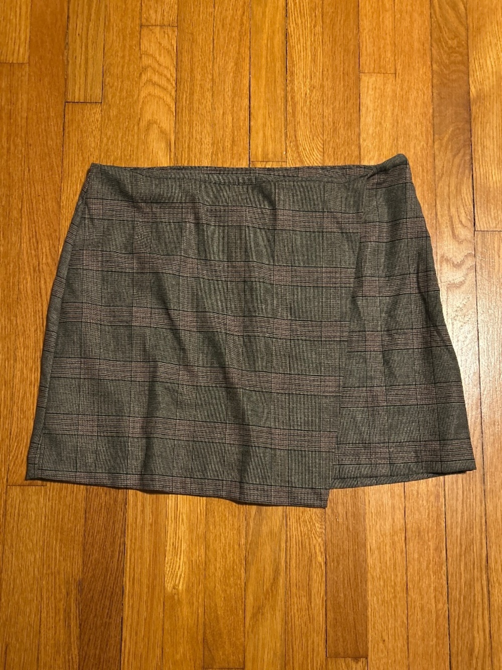NWT Old Navy Brown Gray Plaid Asymmetrical Mini Skirt Women’s XL